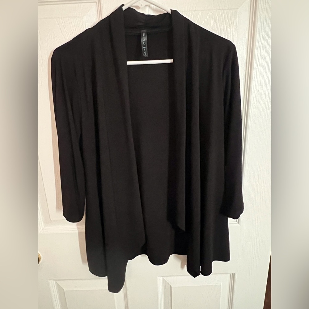 Ashley Blue Black 3/4 Sleeve Open Front Cardigan Size Petite Medium